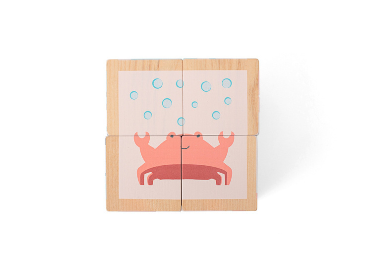 BS Toys, 4 drewniane klocki/puzzle Zwierzęta Arktyki